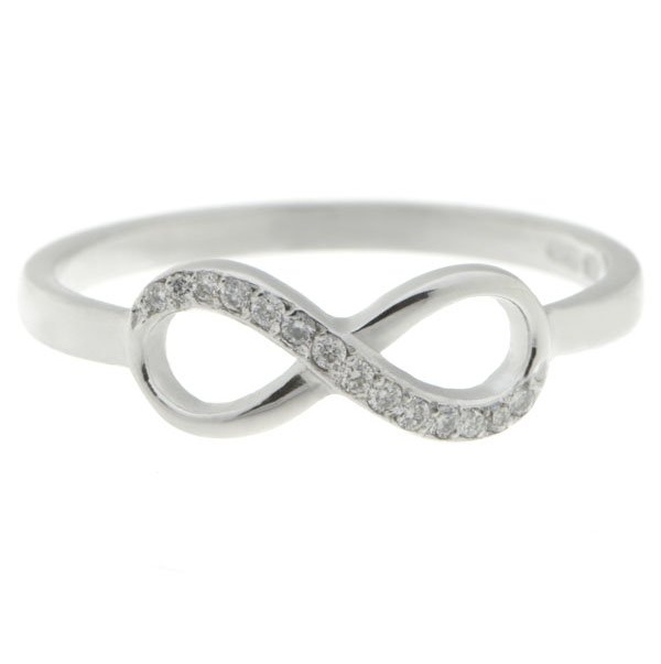 modern design infinity symbol round brilliant cut diamond half eternity ring platinum gold