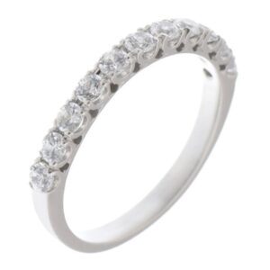 classic diamond half eternity ring u claw set round brilliant cut 0.05ct diamonds 2.5mm width platinum gold