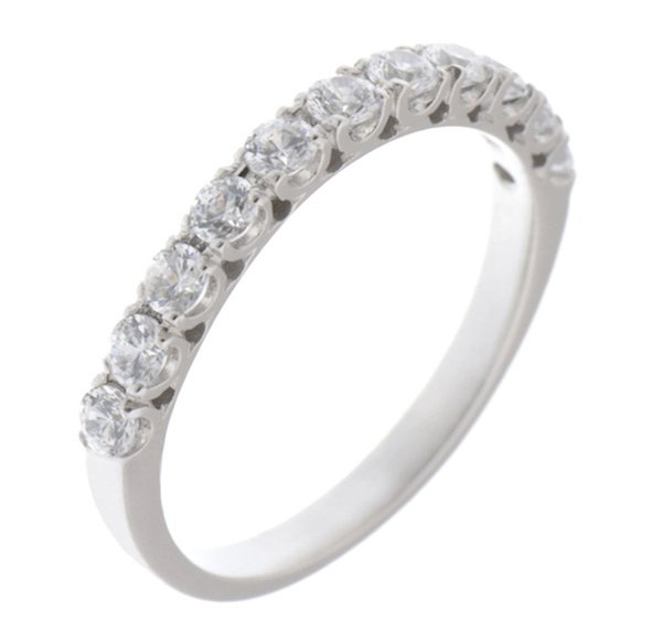 classic diamond half eternity ring u claw set round brilliant cut 0.05ct diamonds 2.5mm width platinum gold