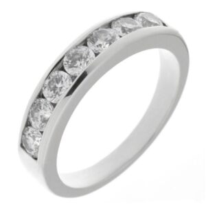 classic 5mm width diamond half eternity ring channel set 0.15ct round brilliant cut diamonds platinum gold