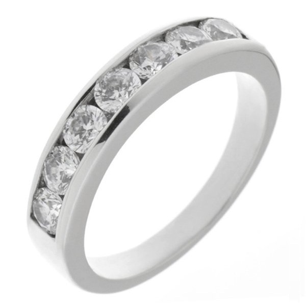 classic 5mm width diamond half eternity ring channel set 0.15ct round brilliant cut diamonds platinum gold