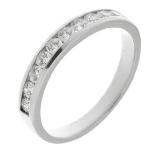 classic 3.5mm width diamond half eternity ring channel set 0.05ct round brilliant cut diamonds platinum gold