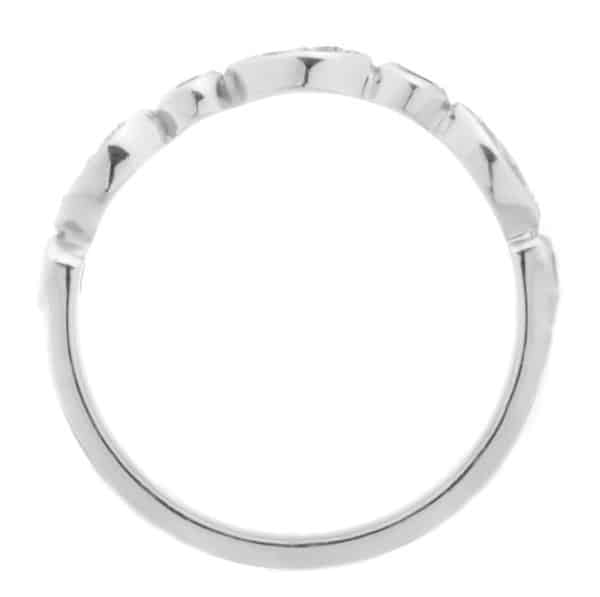 Essi fancy shaped marquise shape round brilliant cut diamond half eternity ring platinum gold