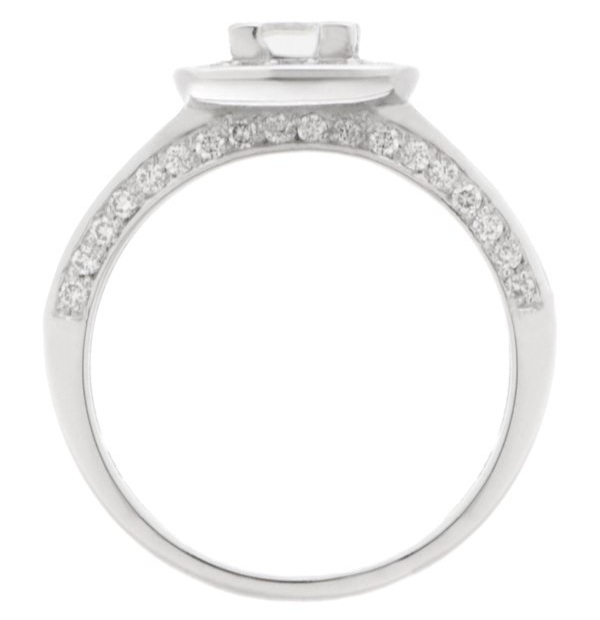 vintage art deco style princess round brilliant cut diamond halo style cluster ring cushion shape setting platinum gold