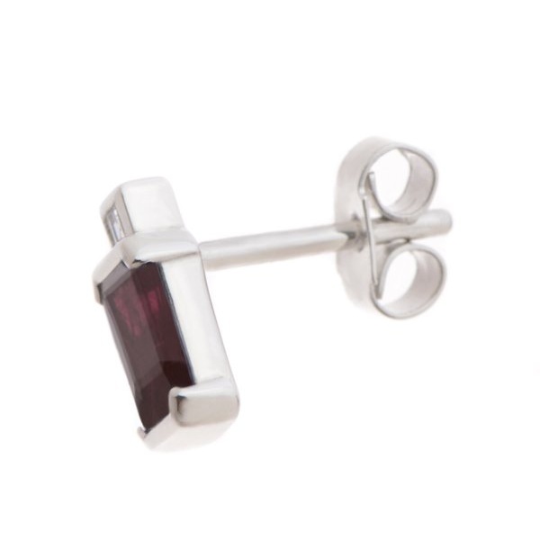 Art Deco style Emerald octagon step cut Ruby Rubies & Carre Cut shape natural Diamond Earrings platinum gold