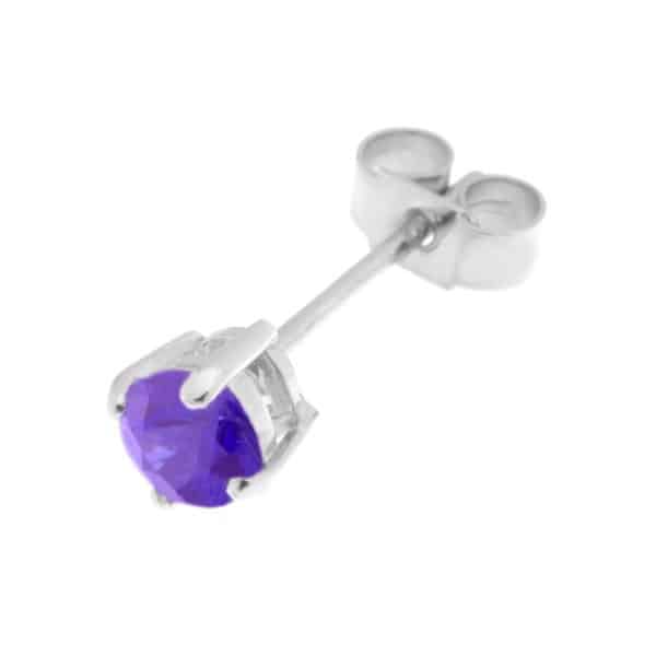 Four claw stud or solitaire style earrings round shape cut tanzanite tanzanites platinum gold