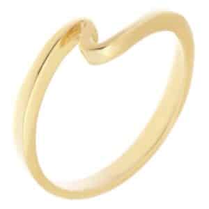 Modernist yellow gold designer wave design stoneless ring crossover platinum modern contemporary