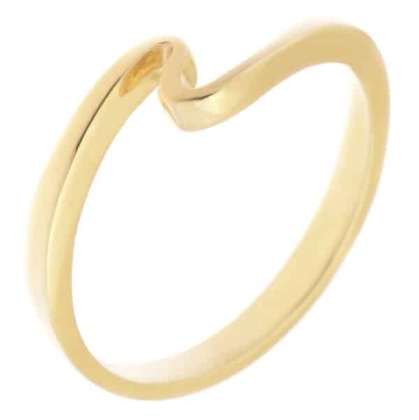 Modernist yellow gold designer wave design stoneless ring crossover platinum modern contemporary