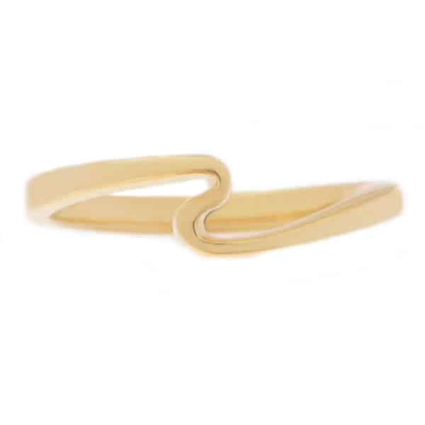 Modernist yellow gold designer wave design stoneless ring crossover platinum modern contemporary