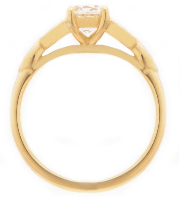 Round brilliant cut diamond solitaire engagement ring with marquise cut petal floral organic shoulders Platinum Gold
