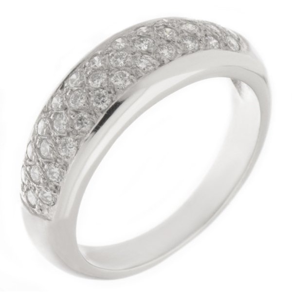 modern modernist designer three 3 row round brilliant cut grain set pave diamond eternity ring platinum gold