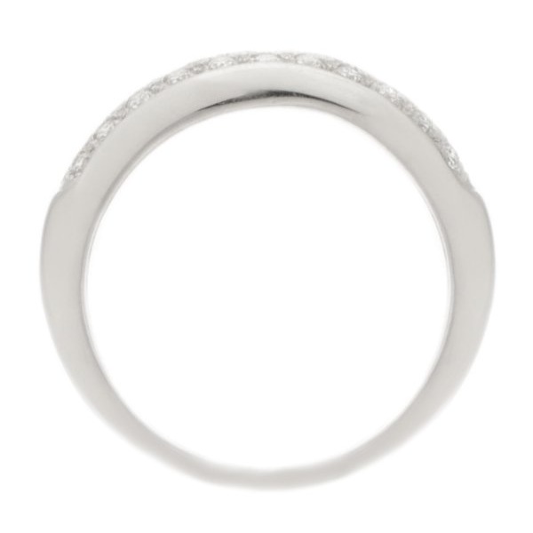 modern modernist designer three 3 row round brilliant cut grain set pave diamond eternity ring platinum gold