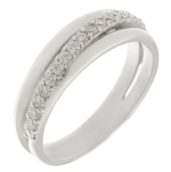 modern modernist designer crossover round brilliant cut claw set diamond half eternity ring platinum gold