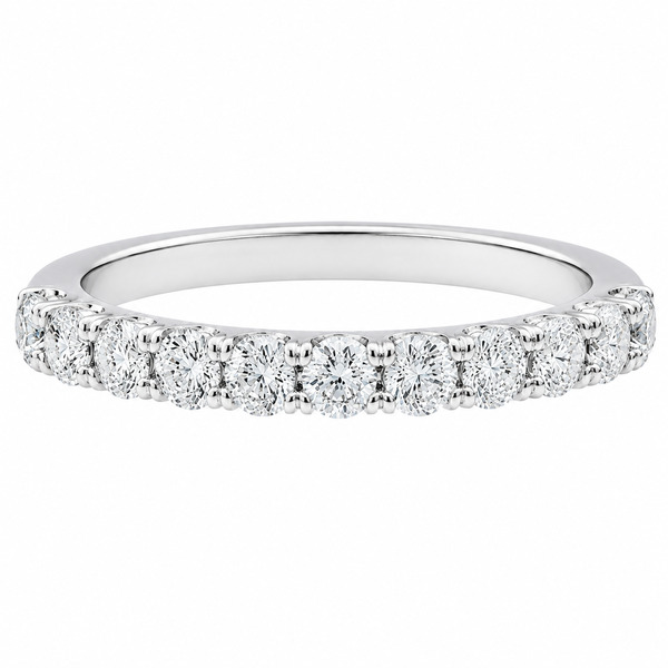 classic diamond half full eternity ring u claw set round brilliant cut 0.10ct diamonds 3mm width platinum gold