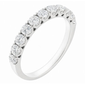 classic diamond half full eternity ring u claw set round brilliant cut 0.10ct diamonds 3mm width platinum gold