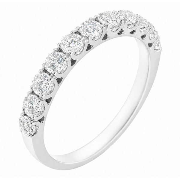 classic diamond half full eternity ring u claw set round brilliant cut 0.10ct diamonds 3mm width platinum gold
