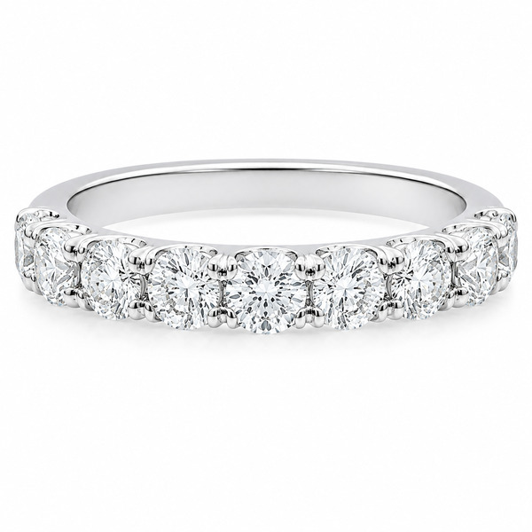 classic diamond half full eternity ring u claw set round brilliant cut 0.15ct diamonds 3.5mm width platinum gold