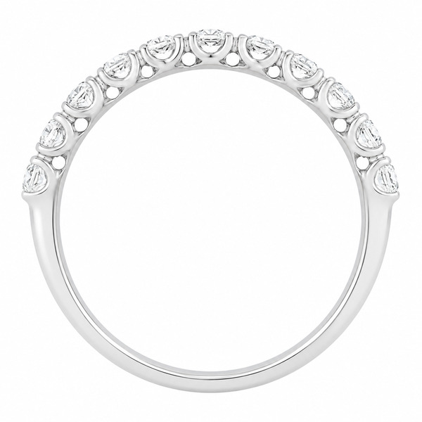 classic diamond half full eternity ring u claw set round brilliant cut 0.10ct diamonds 3mm width platinum gold