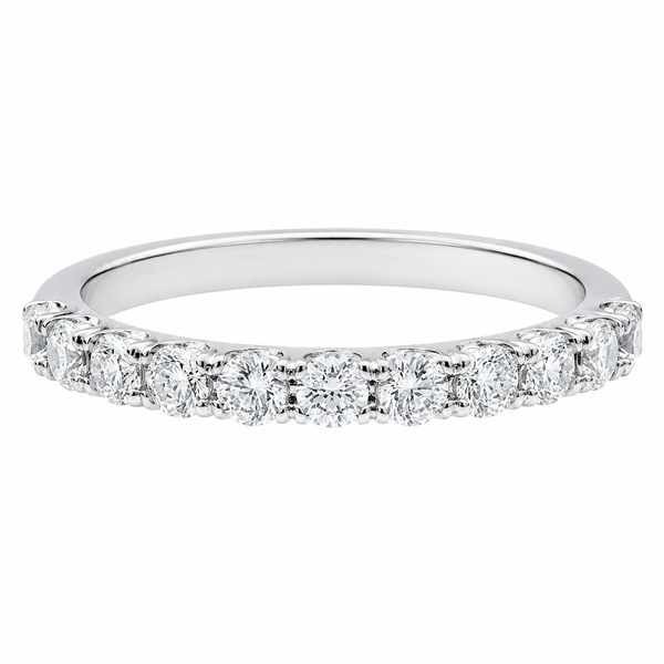 classic diamond half eternity ring u claw set round brilliant cut 0.05ct diamonds 2.5mm width platinum gold