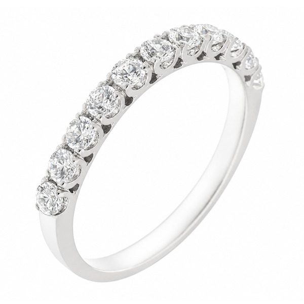 classic diamond half eternity ring u claw set round brilliant cut 0.05ct diamonds 2.5mm width platinum gold