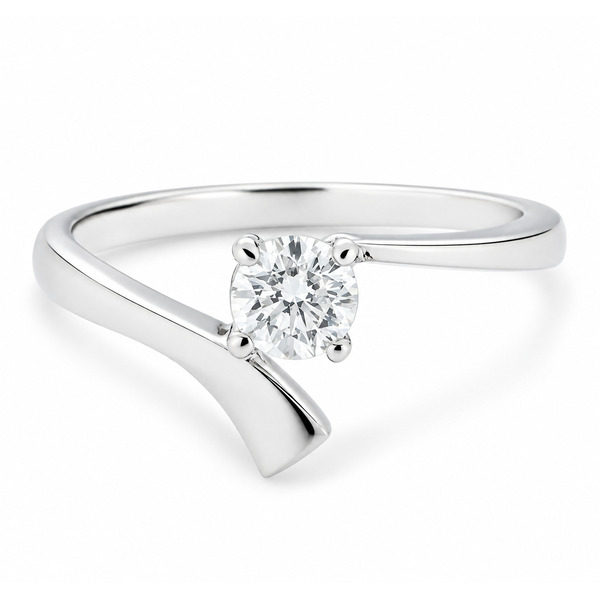 Awendi Modern Round Diamond Solitaire engagement Ring modernist contemporary kick out design designer platinum gold