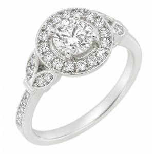 vintage art deco style round brilliant cut diamond halo style cluster ring marquise petal shape setting platinum gold