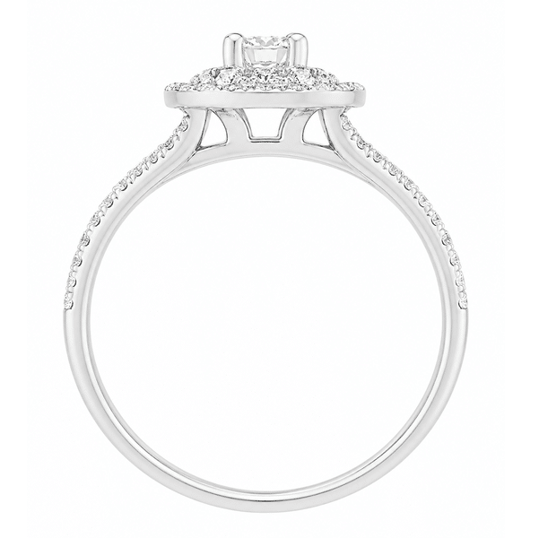 4 four claw solitaire round brilliant cut Diamond engagement ring double halo cluster set split shoulders Platinum yellow gold