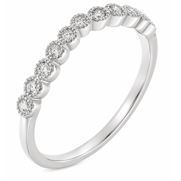 vintage style wishbone shaped ring band grain claw set round brilliant cut diamonds milled edge eternity fit next around engagement platinum gold