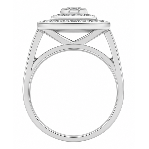 Art Deco 1920's 1930's Style Princess Cut Diamond Square Set Halo Cluster design Ring shape setting platinum gold