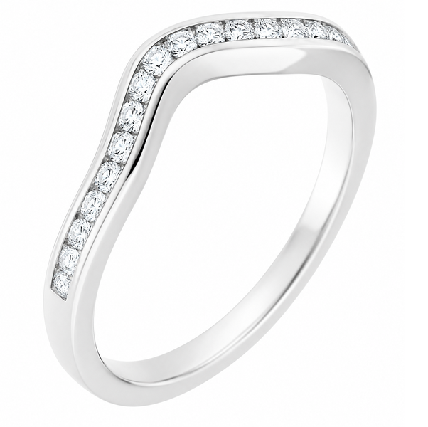 Santra Round brilliant cut Diamond Shaped wedding band channel set Half Eternity Ring fit next around engagement platinum gold