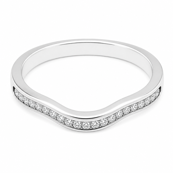 Santra Round brilliant cut Diamond Shaped wedding band channel set Half Eternity Ring fit next around engagement platinum gold