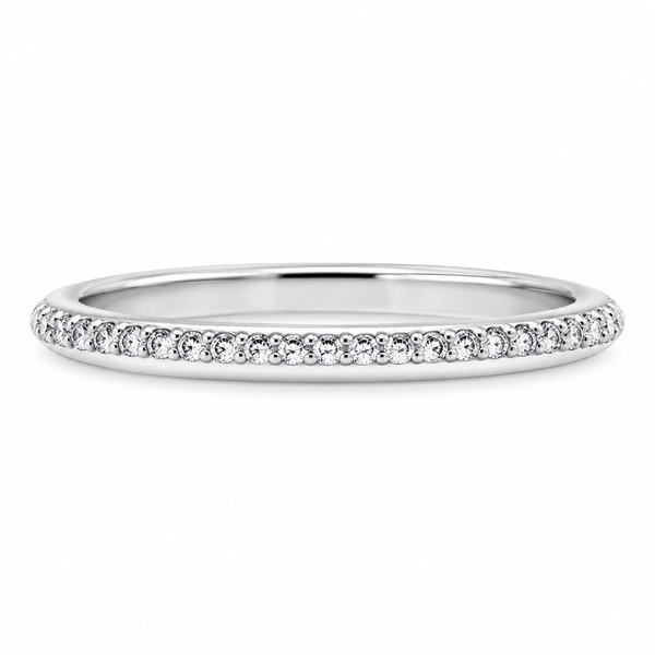 Geo round brilliant cut diamond half eternity matching wedding band ring platinum gold