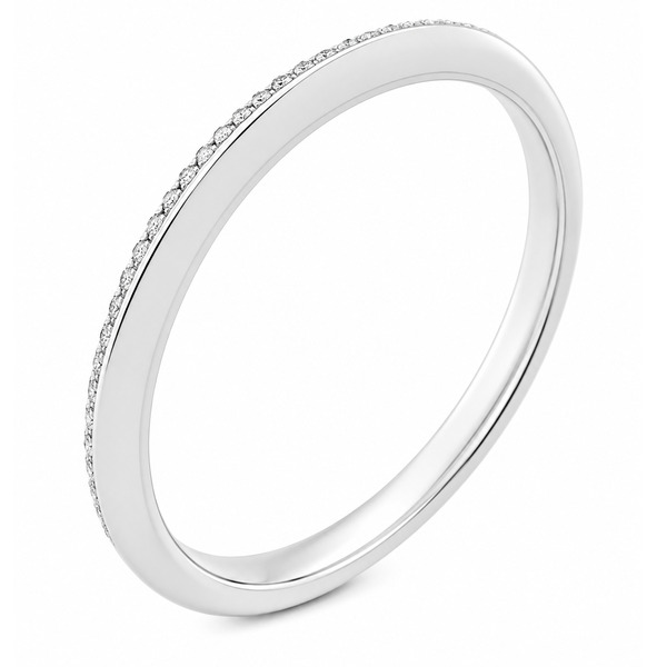 Geo round brilliant cut diamond half eternity matching wedding band ring platinum gold