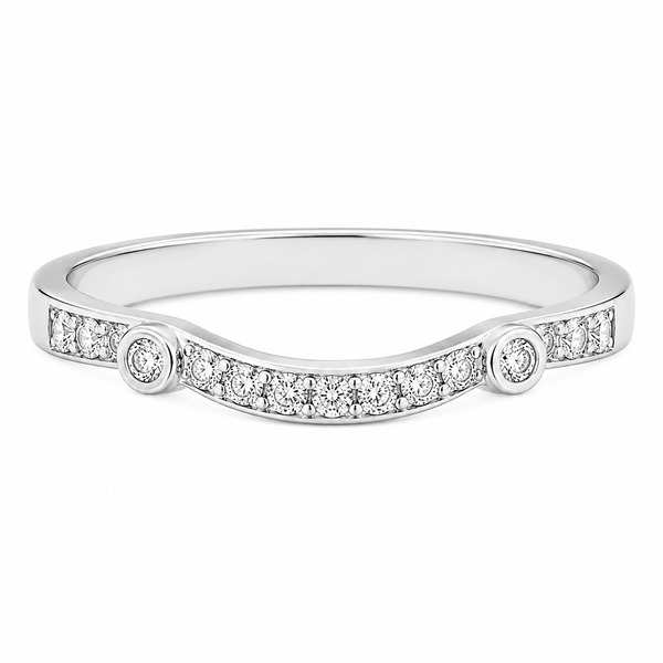 Hanson Vintage Style Shaped Round Diamond half eternity ring shaped wedding band engagement platinum gold