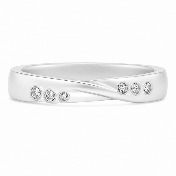 Ribbon Twist Style Shaped Dress Ring Round brilliant cut Diamond Shaped wedding band Half Eternity Ring fit next around engagement platinum gold