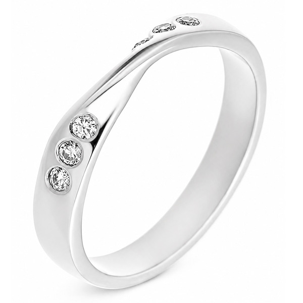 Ribbon Twist Style Shaped Dress Ring Round brilliant cut Diamond Shaped wedding band Half Eternity Ring fit next around engagement platinum gold