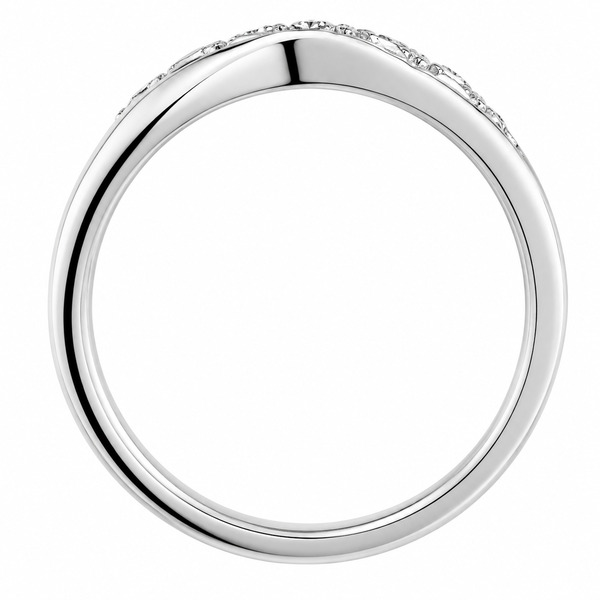 Modern modernist contemporary Rowley graduated round diamond crossover half Eternity style Ring platinum gold