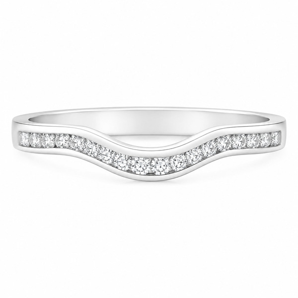 Santra Round brilliant cut Diamond Shaped wedding band channel set Half Eternity Ring fit next around engagement platinum gold