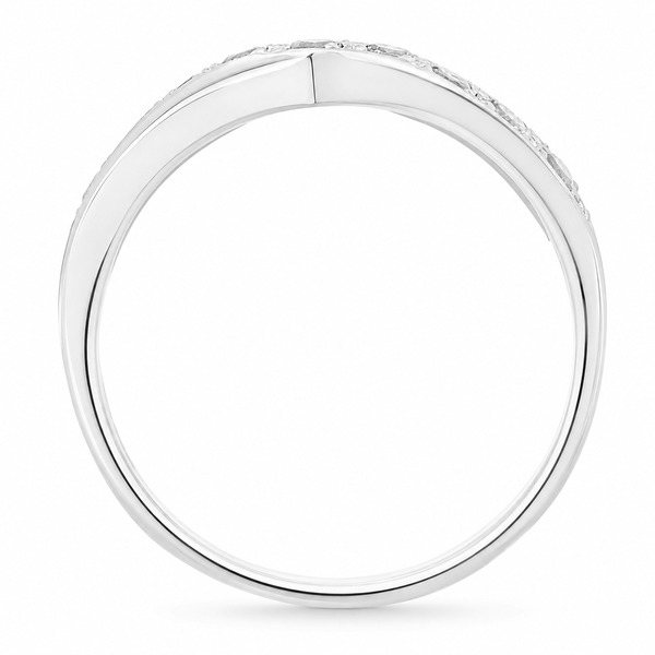 Modern modernist contemporary yoga graduated round diamond crossover half Eternity style Ring platinum gold