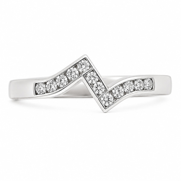 ziggy modern modernist designer crossover round brilliant cut channel set diamond half eternity ring platinum gold