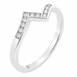 ziggy modern modernist designer crossover round brilliant cut channel set diamond half eternity ring platinum gold