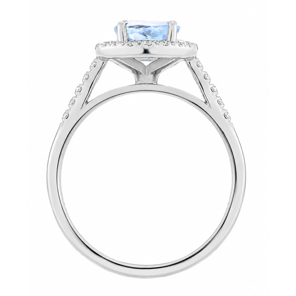 classic oval shape cut aqua aquamarine with round brilliant cut diamonds halo cluster claw set ring platinum gold