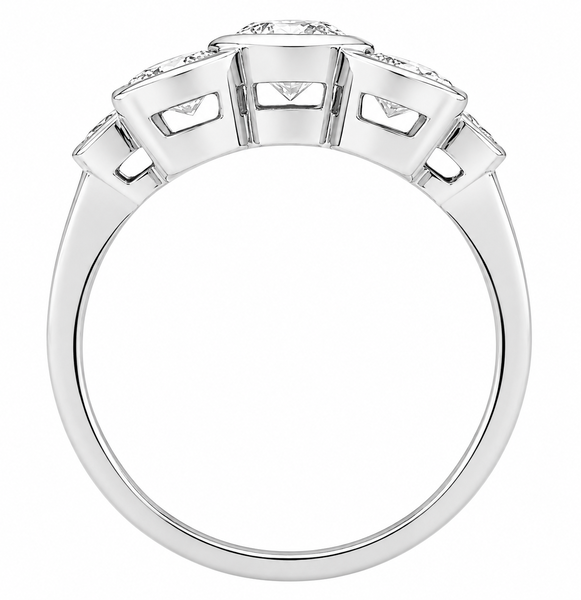 Modern modernist organic five stone round diamond bubble scatter eternity ring platinum gold