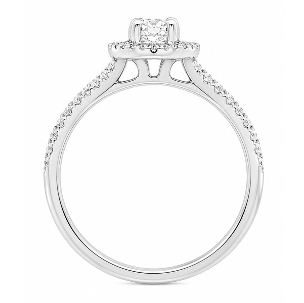 4 four claw solitaire cushion Diamond engagement ring round halo cluster set split double shoulders Platinum yellow gold