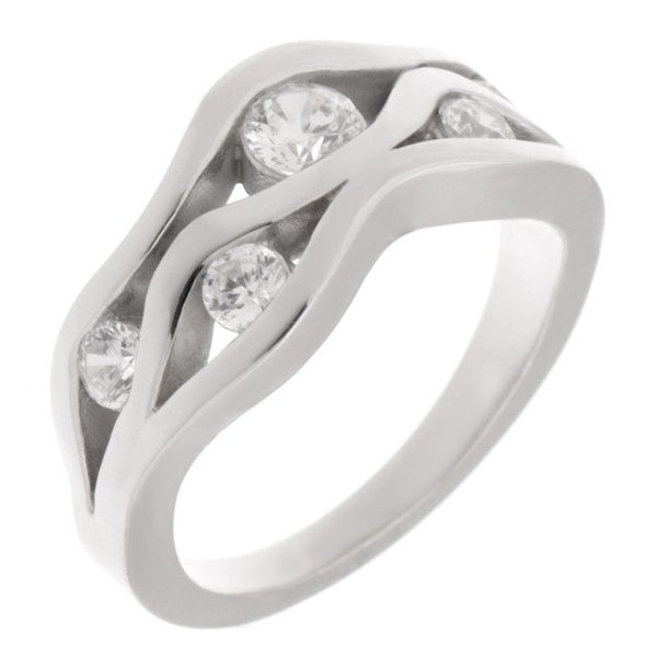 Modern modernist contemporary Wavey design Round brilliant cut Diamond Cluster half Eternity style Ring platinum gold