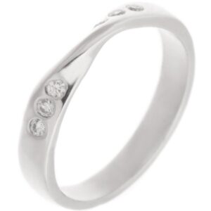 Ribbon Twist Style Shaped Dress Ring Round brilliant cut Diamond Shaped wedding band Half Eternity Ring fit next around engagement platinum gold
