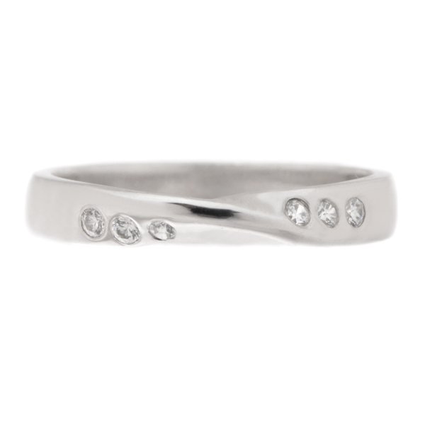 Ribbon Twist Style Shaped Dress Ring Round brilliant cut Diamond Shaped wedding band Half Eternity Ring fit next around engagement platinum gold