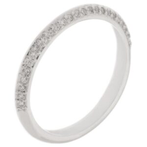 Geo round brilliant cut diamond half eternity matching wedding band ring platinum gold