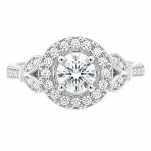 vintage art deco style round brilliant cut diamond halo style cluster ring marquise petal shape setting platinum gold