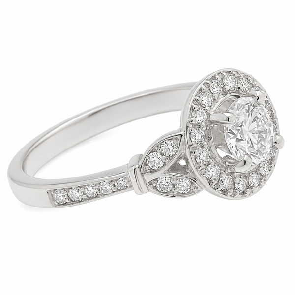 vintage art deco style round brilliant cut diamond halo style cluster ring marquise petal shape setting platinum gold